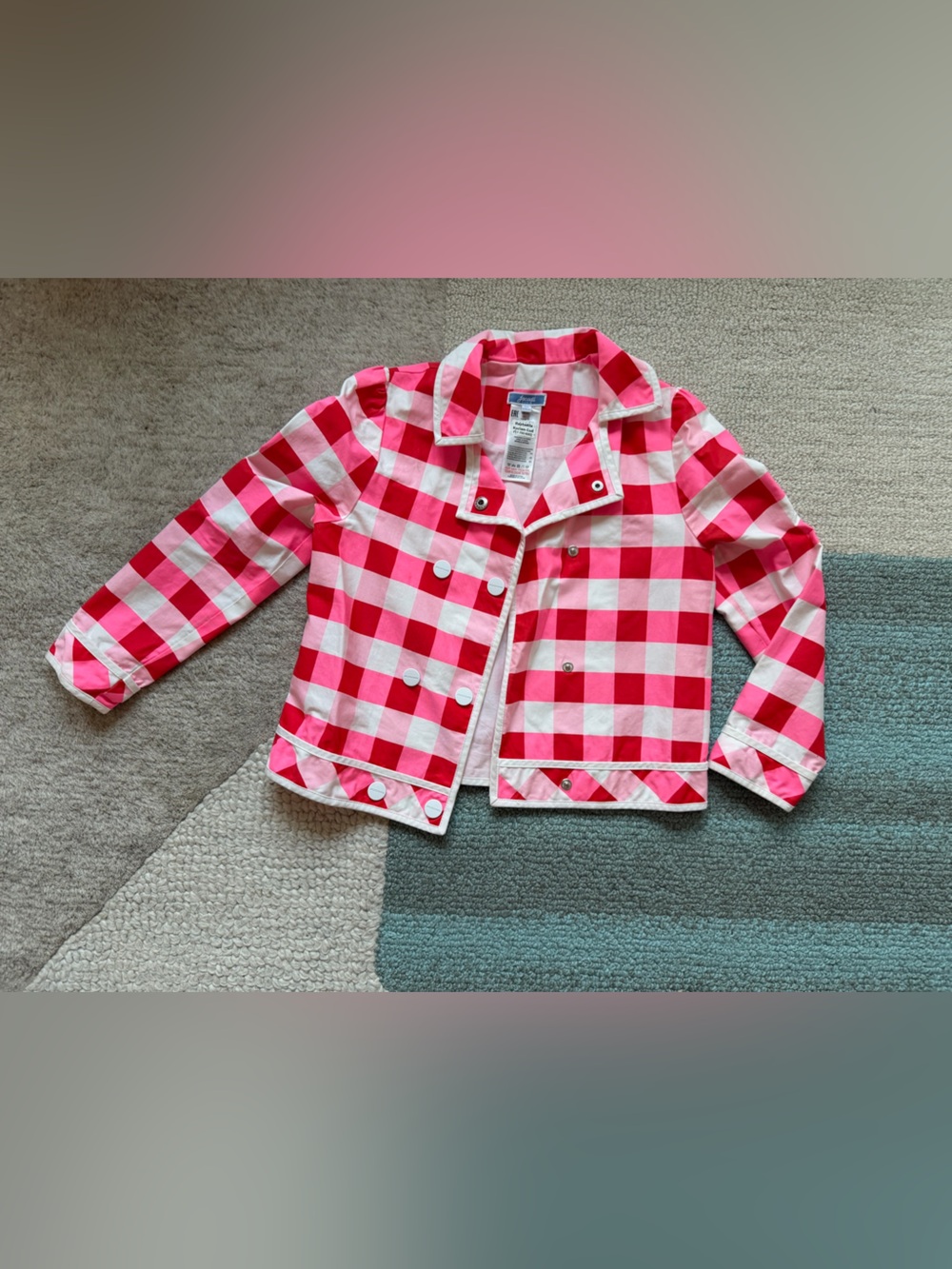 Jacadi Pink and White Buffalo Check jacket